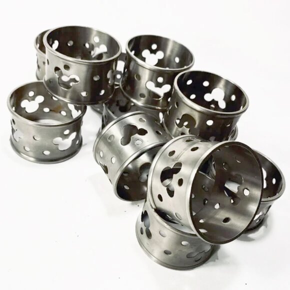 12 Mickey Mouse Disney Cutout Silver Metal Napkin Ring Holders - Picture 1 of 9